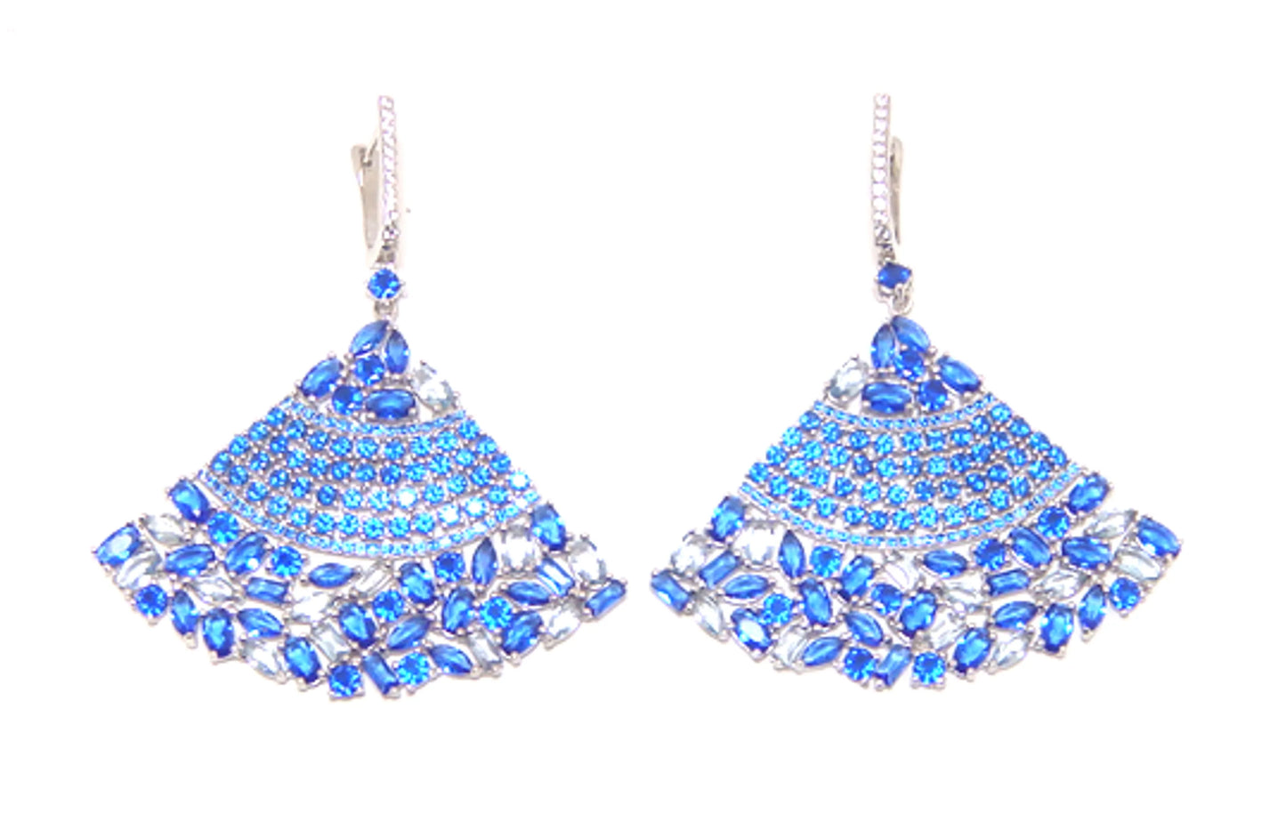 Multi Shape Dazzling Simulated Dangle Earrings, 925 Sterling Silver