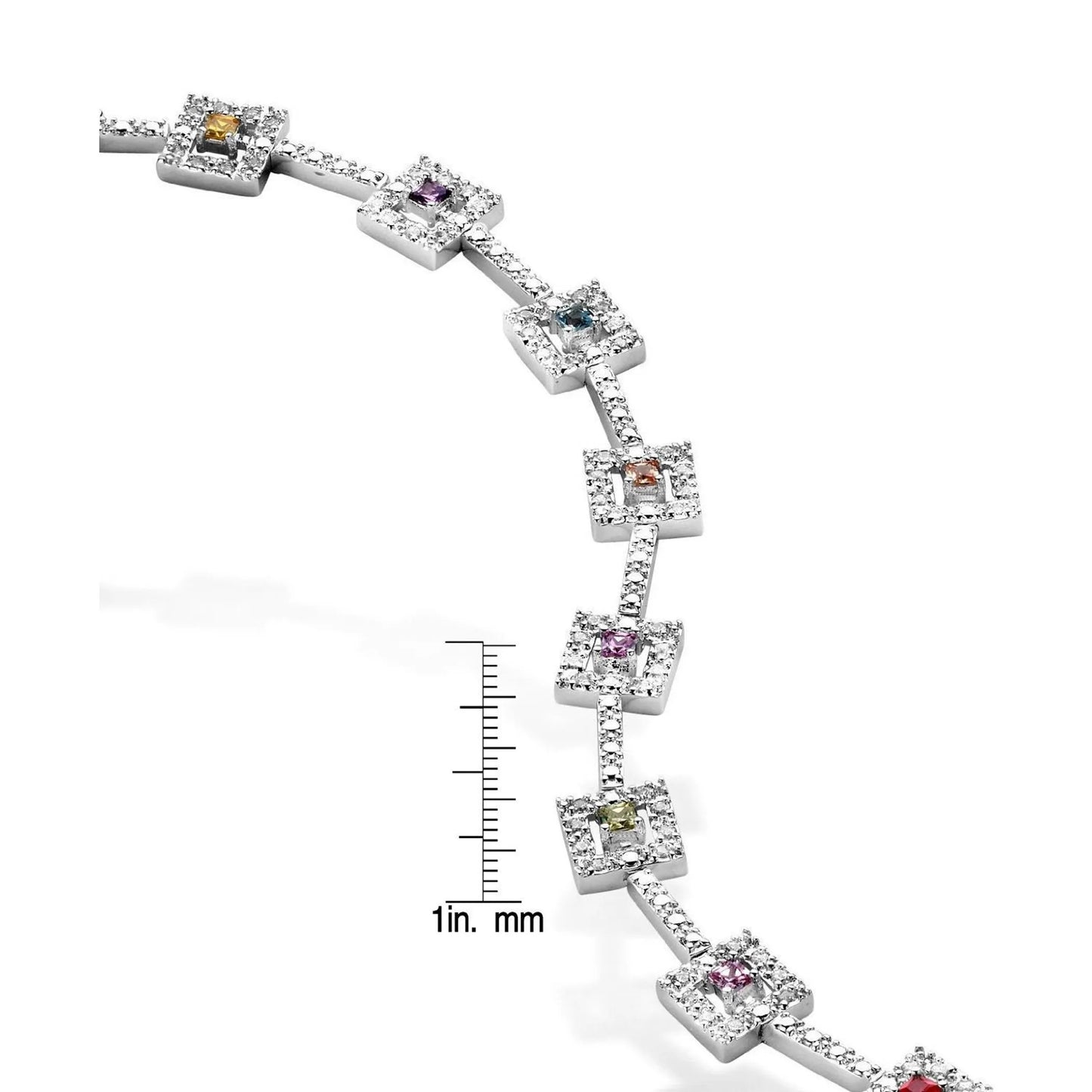 Collette Z Sterling Silver Cubic Zirocnia Framed Square Bracelet