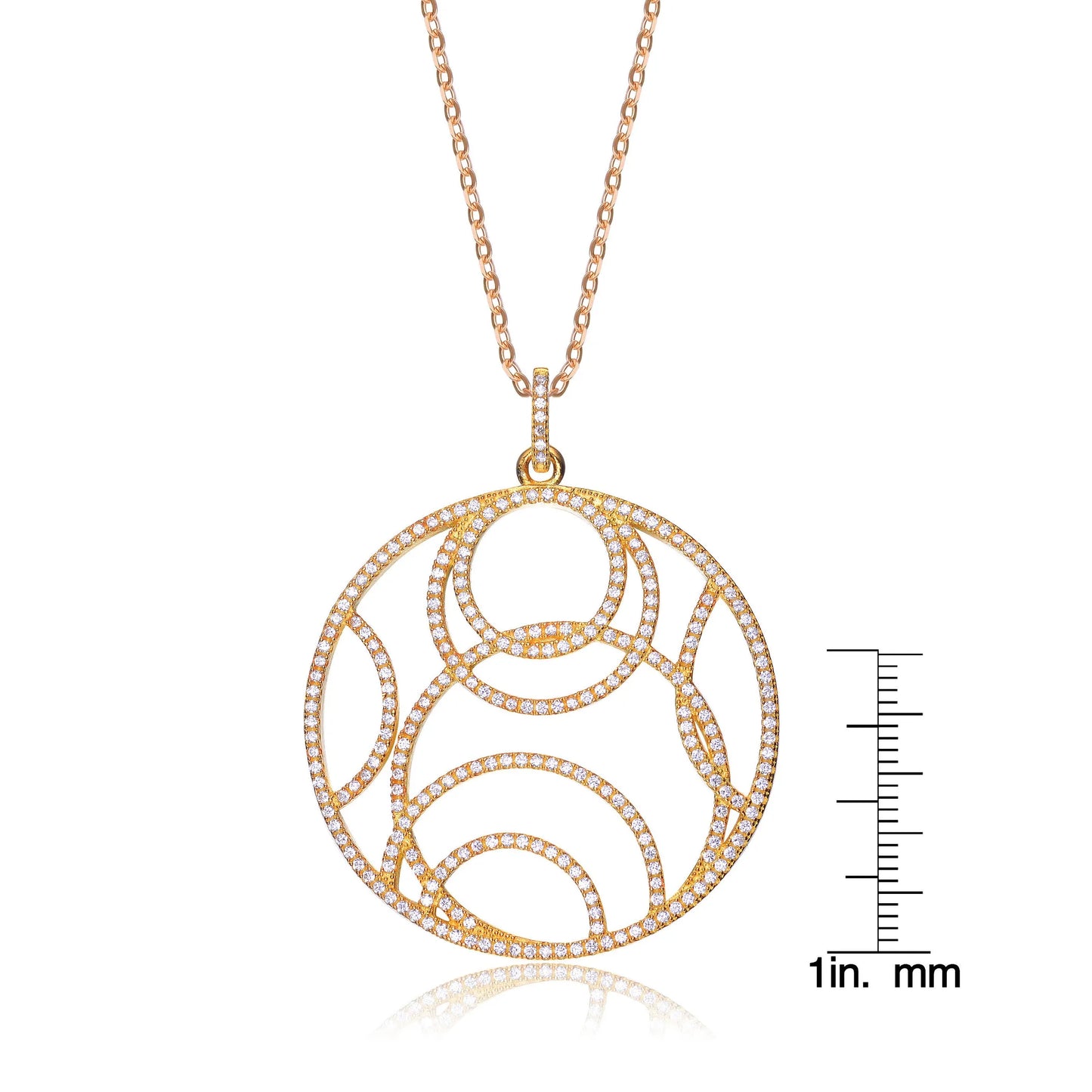 Collette Z Gold Plated Sterling Silver Cubic Zirconia Concentric Pendant