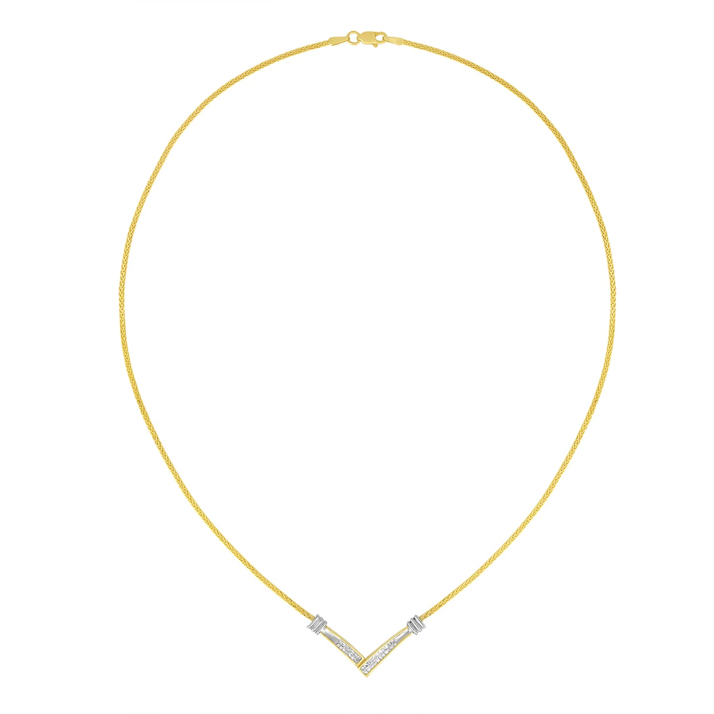 Gold "V" Shape Necklace - Color: White gold