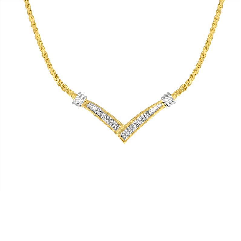 gold V-shape necklace with modern minimalist design