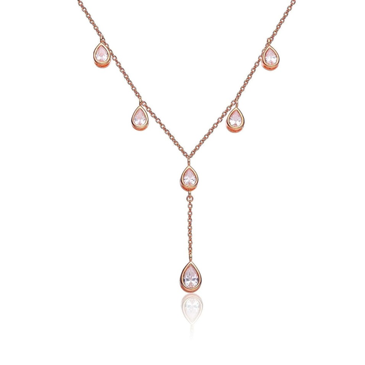14K rose gold diamond swirl pendant necklace with elegant handcrafted design.