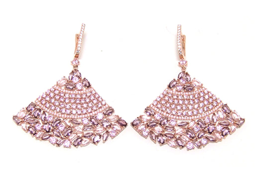 Multi Shape Dazzling Simulated Dangle Earrings, 925 Sterling Silver