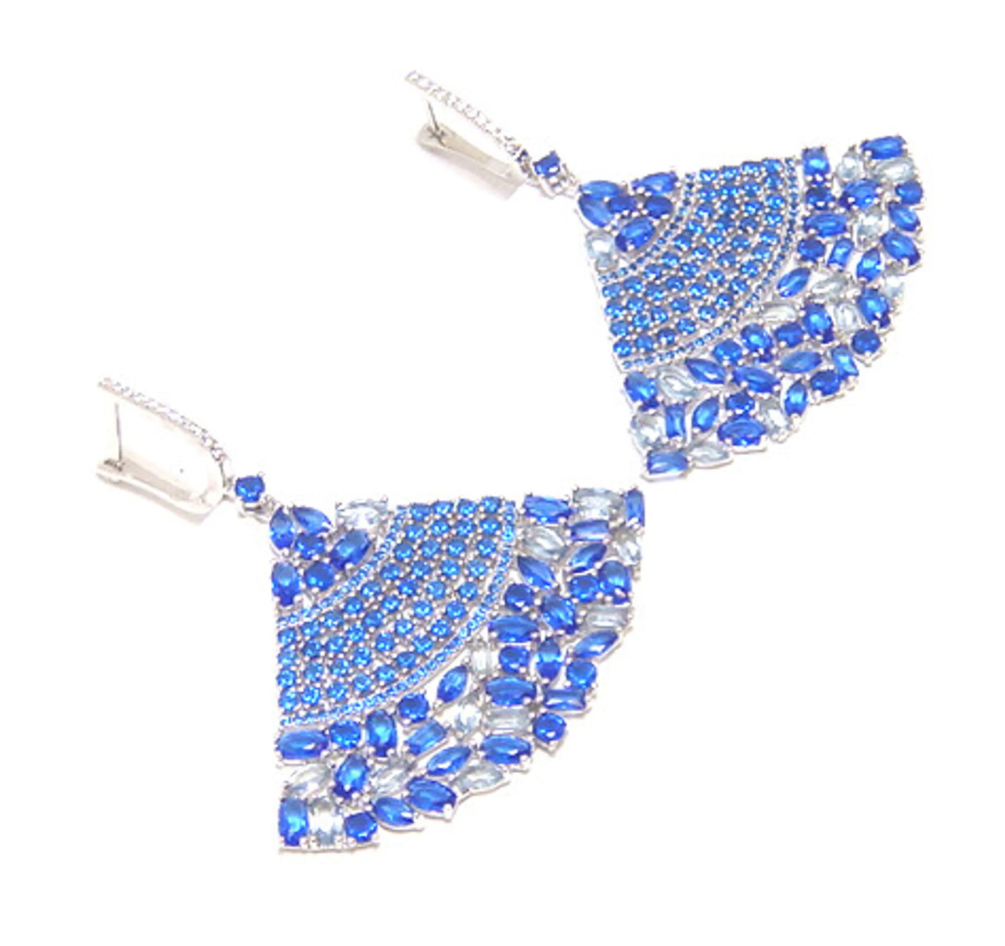 Multi Shape Dazzling Simulated Dangle Earrings, 925 Sterling Silver