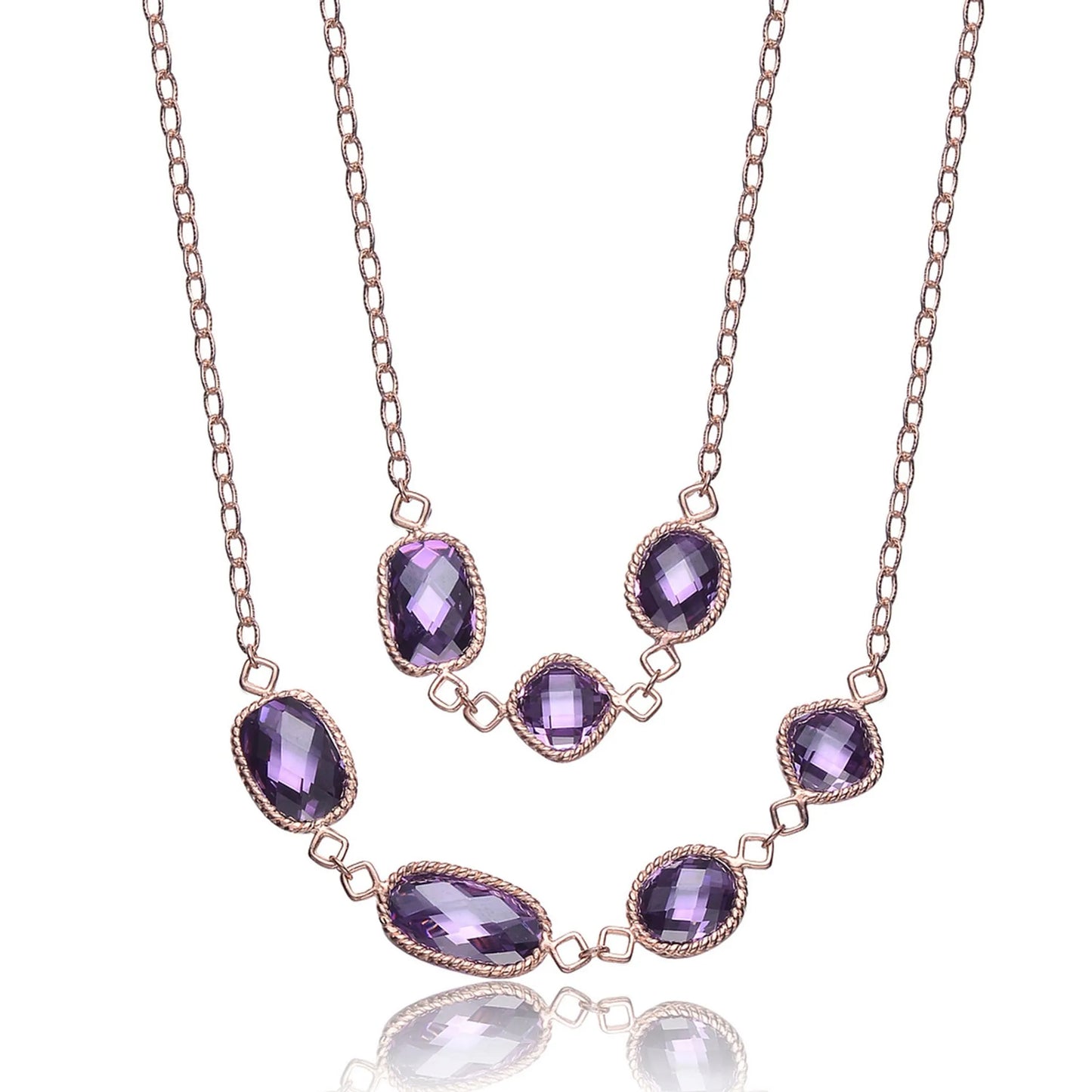 Collette Z Rose-plated Sterling Silver Purple Cubic Zirconia Necklace