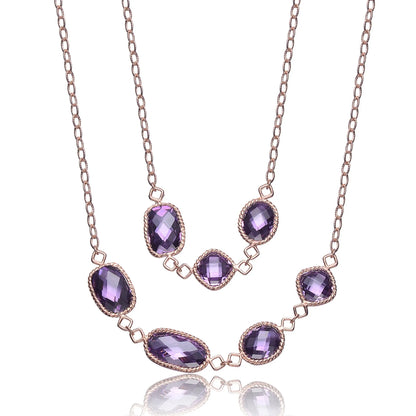Collette Z Rose-plated Sterling Silver Purple Cubic Zirconia Necklace