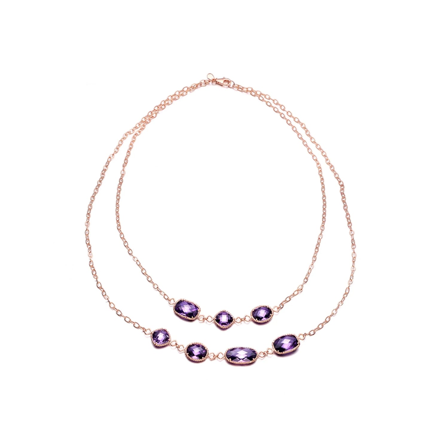 Collette Z Rose-plated Sterling Silver Purple Cubic Zirconia Necklace