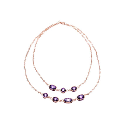 Collette Z Rose-plated Sterling Silver Purple Cubic Zirconia Necklace