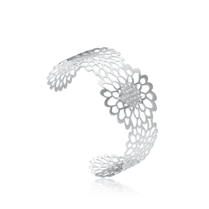 Collette Z Sterling Silver Cubic Zirconia Lace Design Cuff