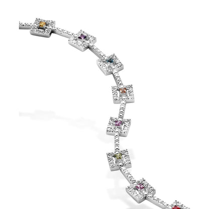 Collette Z Sterling Silver Cubic Zirocnia Framed Square Bracelet