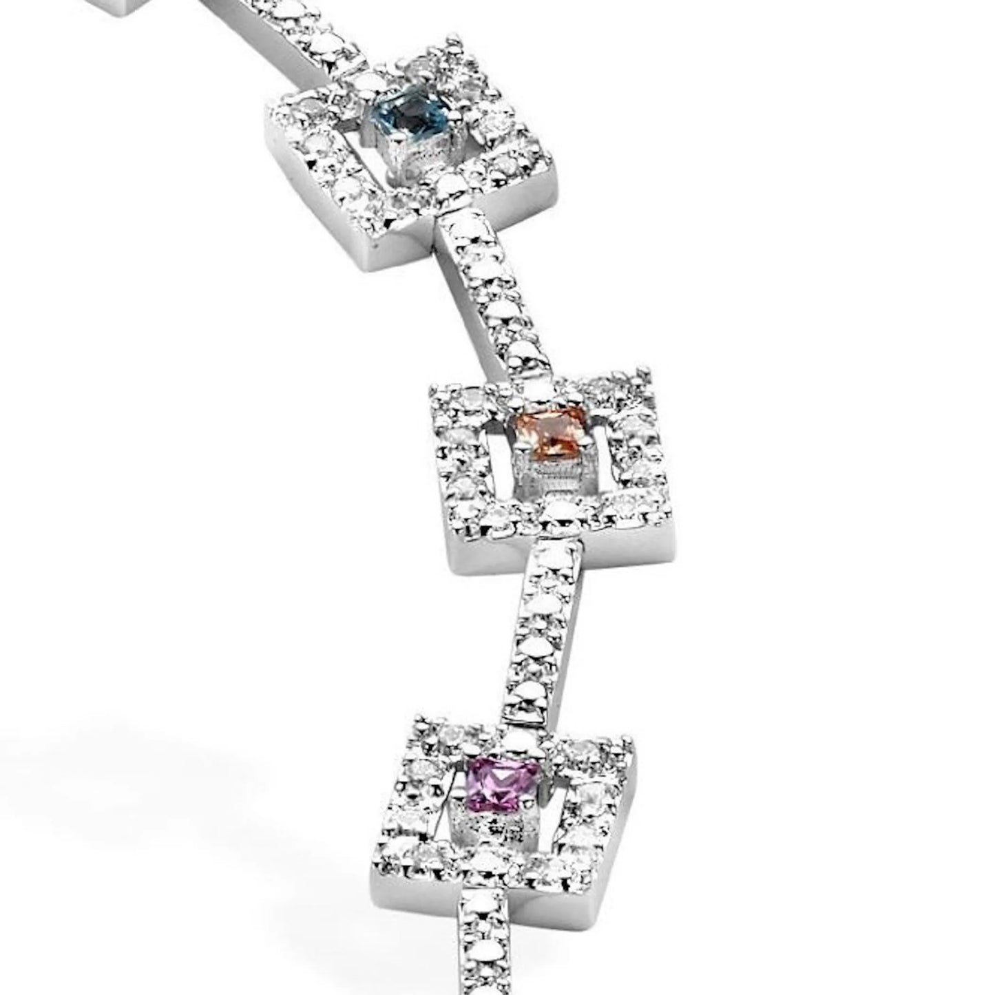 Collette Z Sterling Silver Cubic Zirocnia Framed Square Bracelet