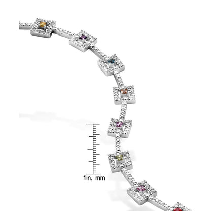 Collette Z Sterling Silver Cubic Zirocnia Framed Square Bracelet