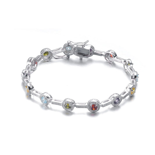 Collette Z Sterling Silver Cubic Zirconia Enclosed Stud Bracelet