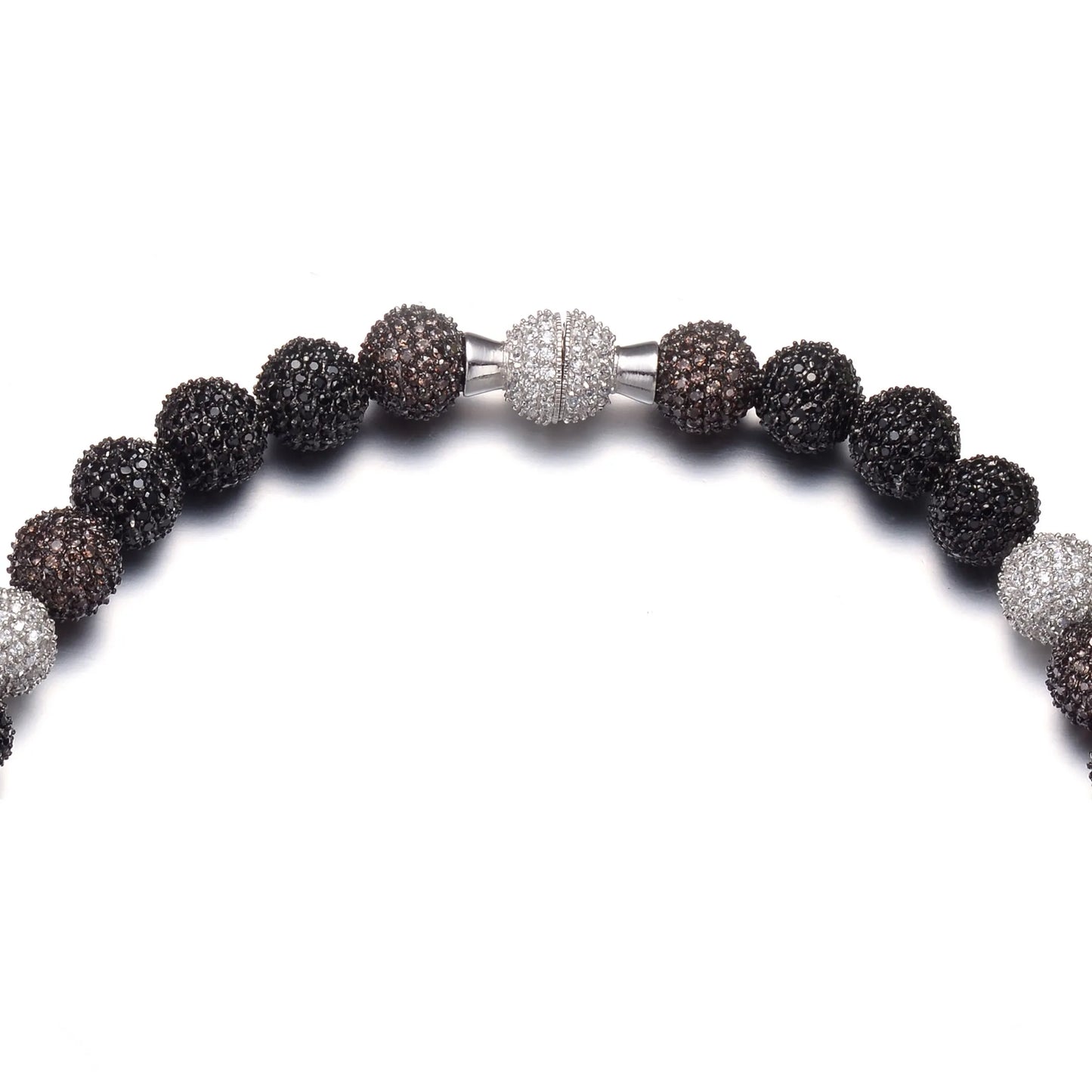 Collette Z Sterling Silver Black and Clear Cubic Zirconia Ball Necklace