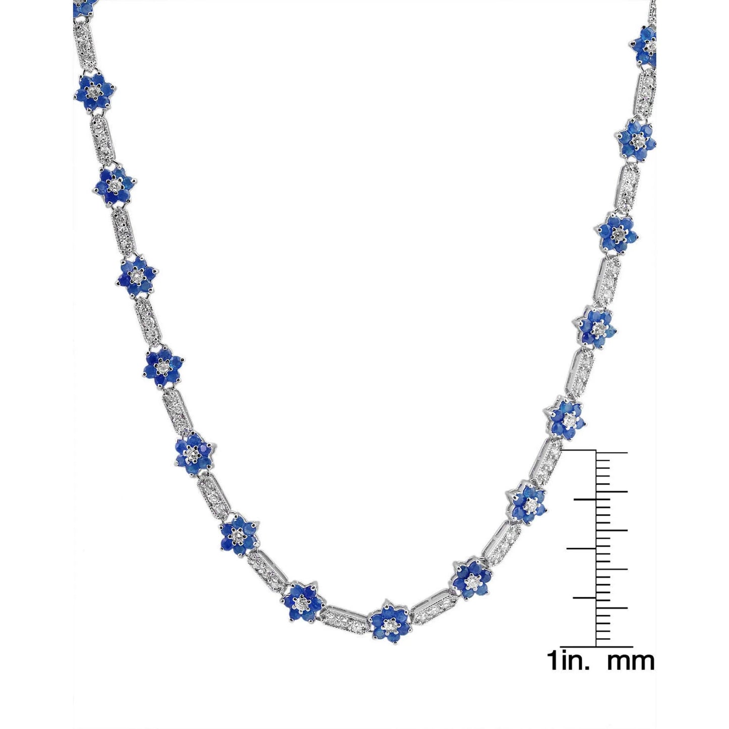 Collette Z Sterling Silver Flower-Shaped Sapphire Cubic Zirconia Necklace