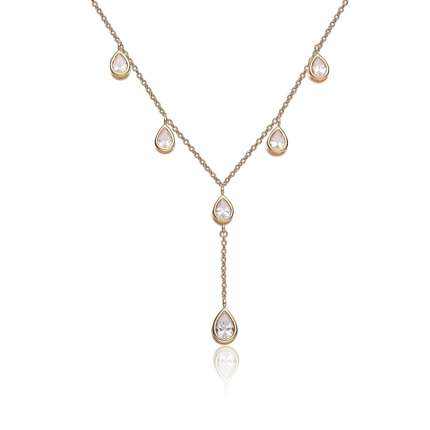 Collette Z Sterling Silver Gold Plated Cubic Zirconia Y Necklace