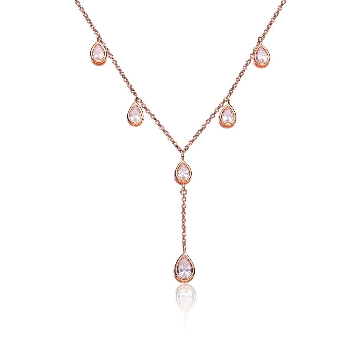 Collette Z Sterling Silver Rose Gold Cubic Zirconia Y Necklace