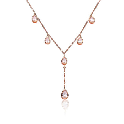 Collette Z Sterling Silver Rose Gold Cubic Zirconia Y Necklace