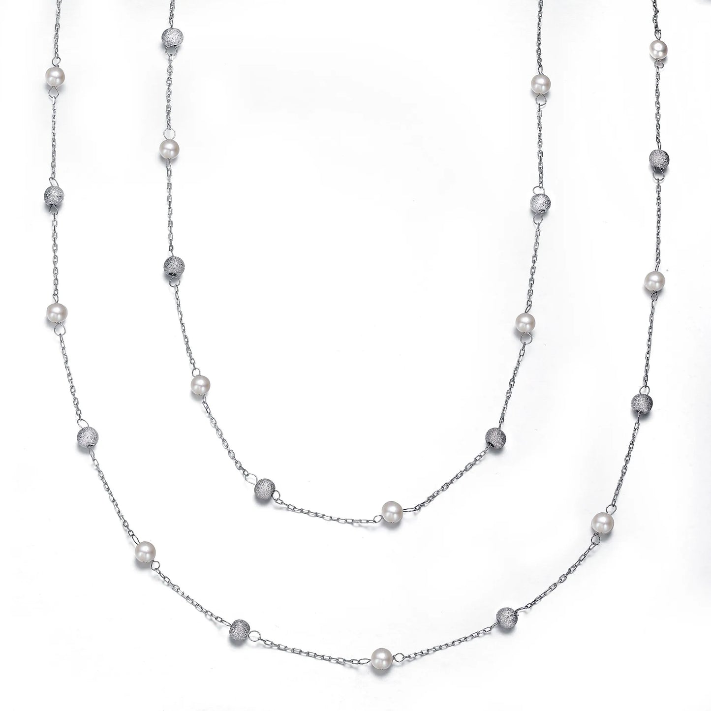 Collette Z Sterling Silver Clear Cubic Zirconia Two Strand Necklace