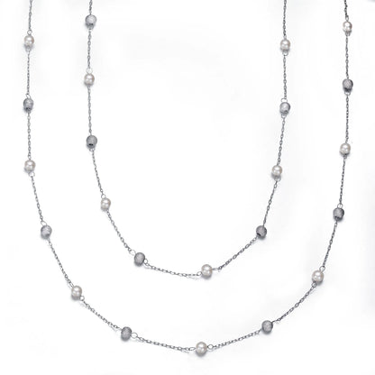 Collette Z Sterling Silver Clear Cubic Zirconia Two Strand Necklace