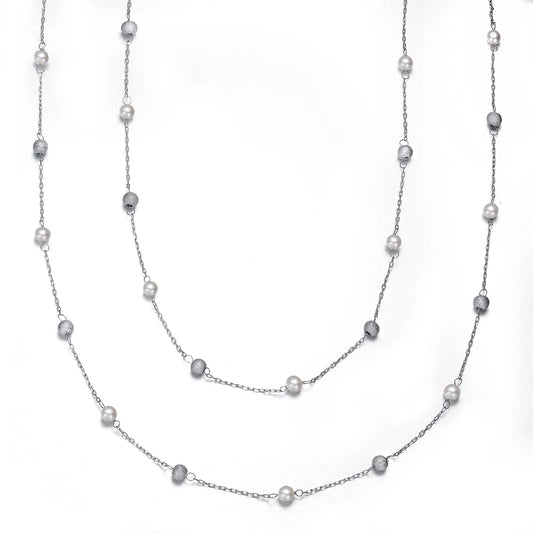 Collette Z Sterling Silver Clear Cubic Zirconia Two Strand Necklace