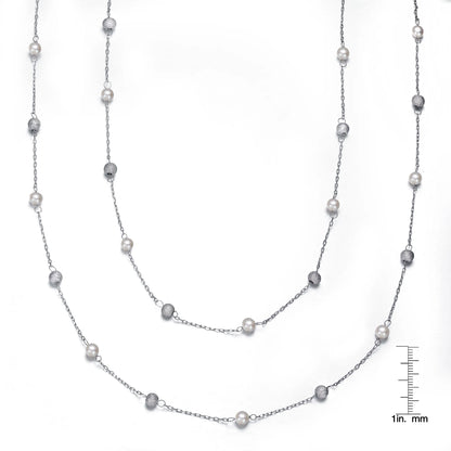 Collette Z Sterling Silver Clear Cubic Zirconia Two Strand Necklace