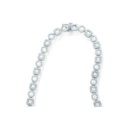Collette Z C.Z. Sterling Silver Rhodium Plated Heavy Emerald Necklace