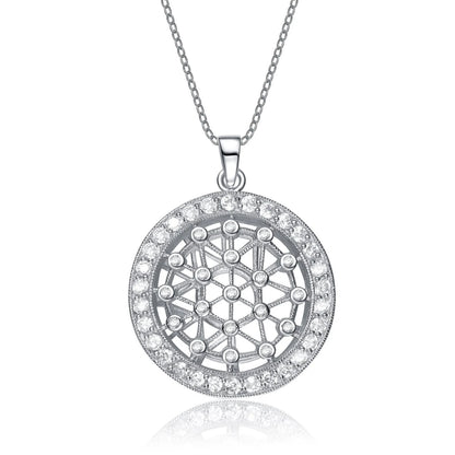 Collette Z Sterling Silver Cubic Zirconia Intricate laser work and White Cubic Zirconia Pendant