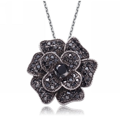 Collette Z Sterling Silver Cubic Zirconia and Black Cubic Zirconia Dangling Pendant Necklace