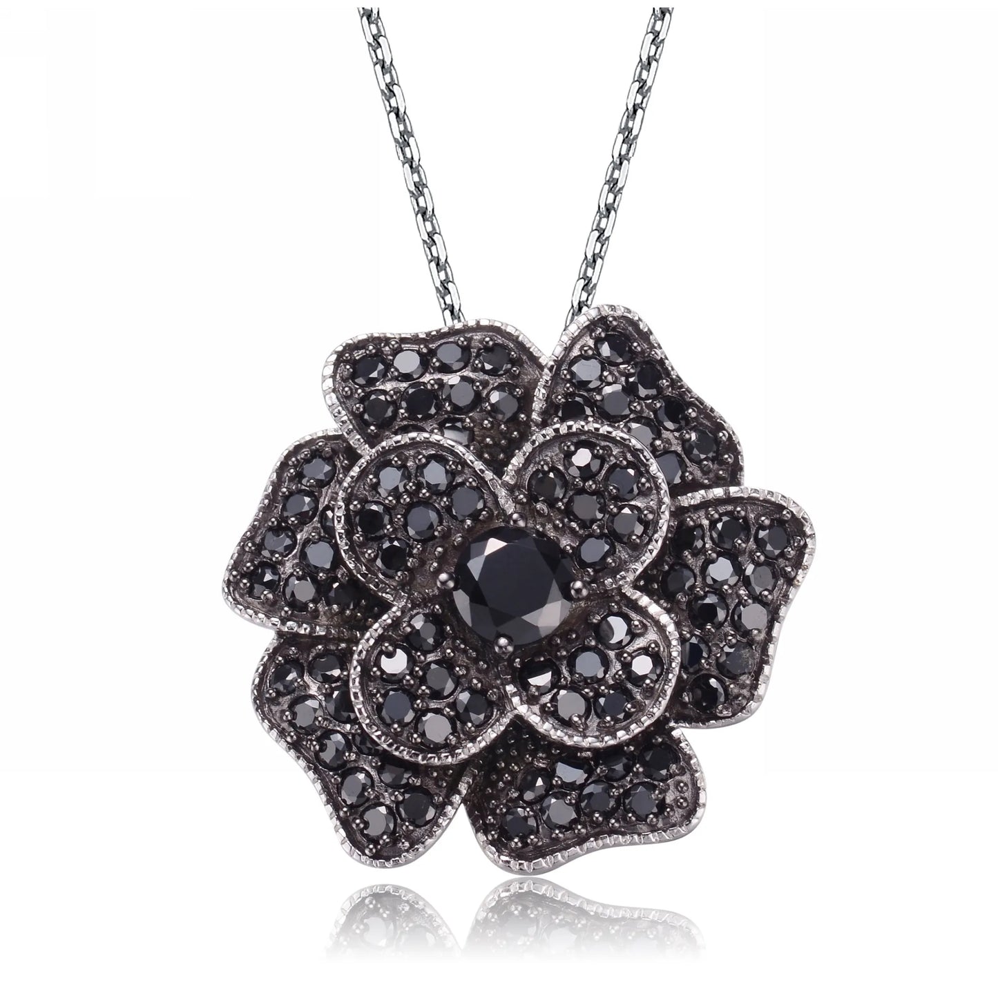 Collette Z Sterling Silver Cubic Zirconia and Black Cubic Zirconia Dangling Pendant Necklace