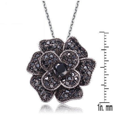Collette Z Sterling Silver Cubic Zirconia and Black Cubic Zirconia Dangling Pendant Necklace