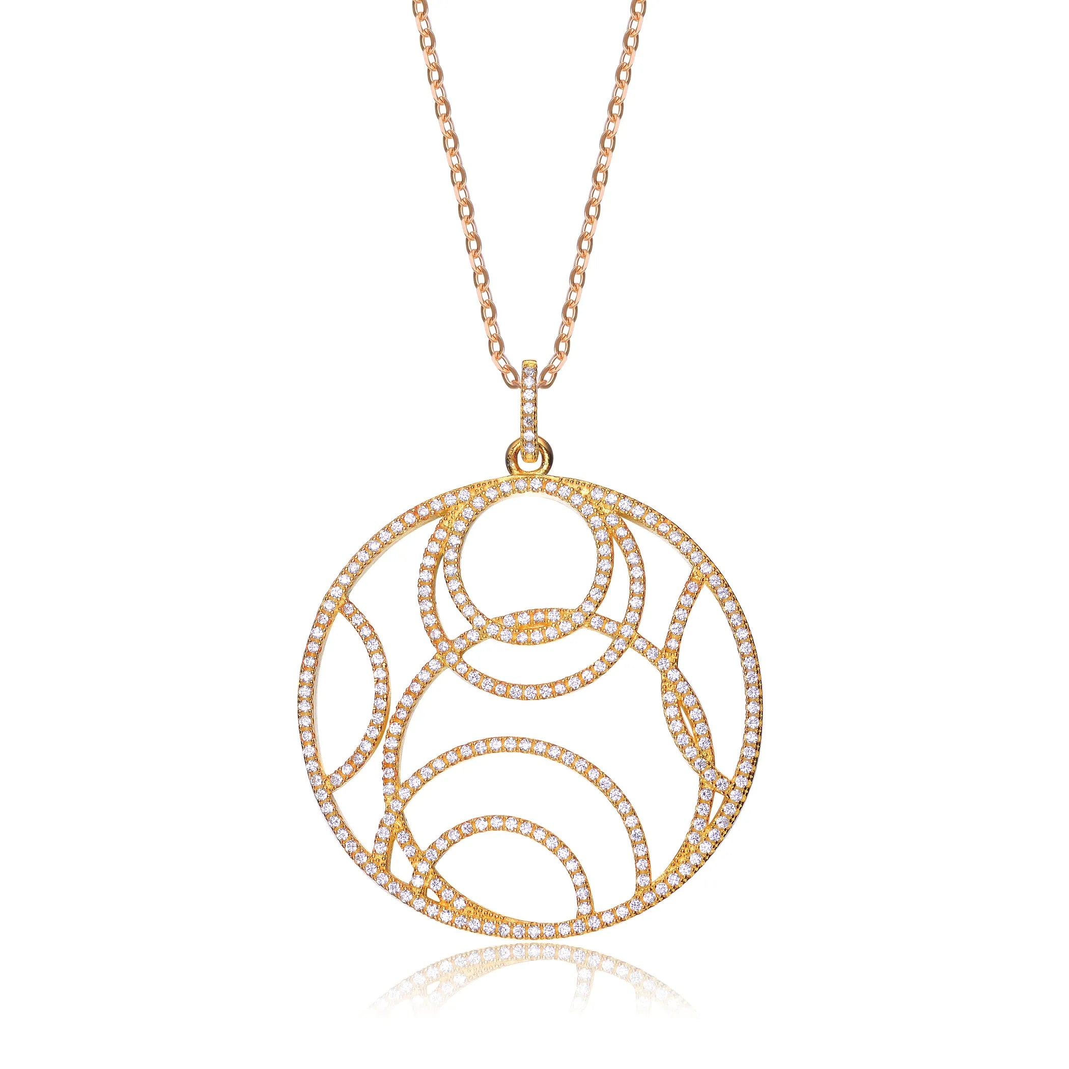 Collette Z Gold Plated Sterling Silver Cubic Zirconia Concentric Pendant