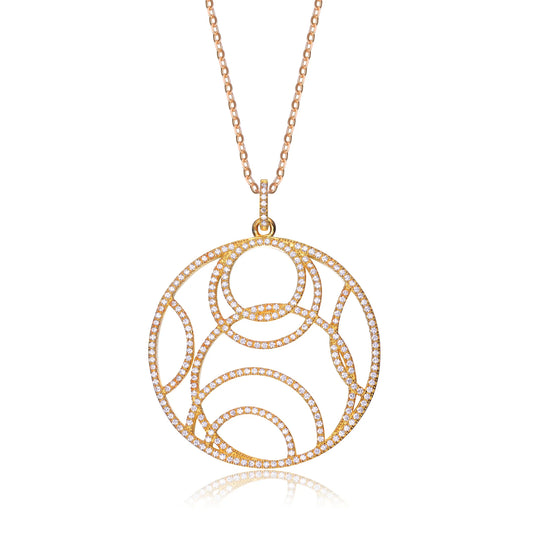 Collette Z Gold Plated Sterling Silver Cubic Zirconia Concentric Pendant