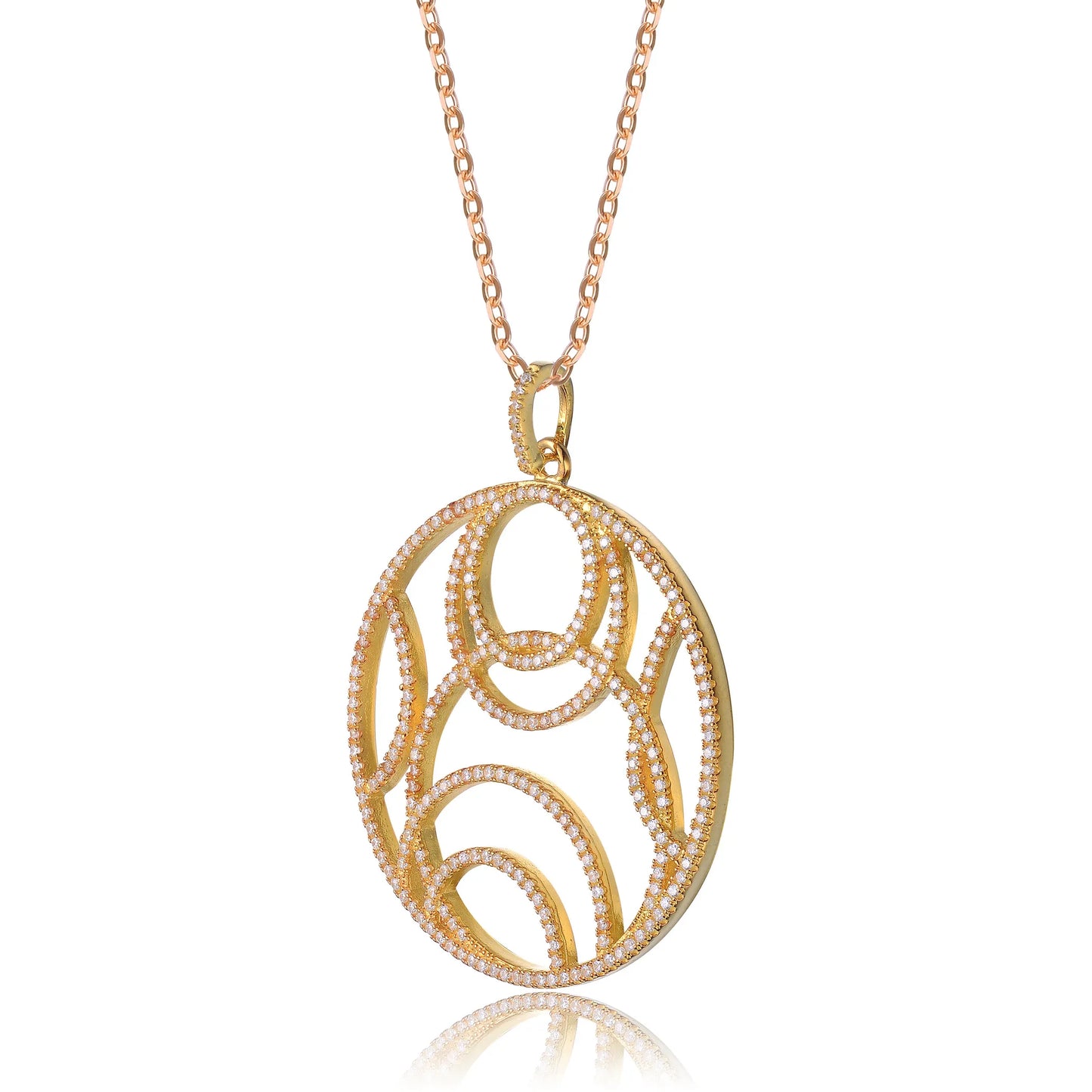 Collette Z Gold Plated Sterling Silver Cubic Zirconia Concentric Pendant
