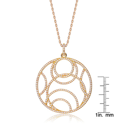 Collette Z Gold Plated Sterling Silver Cubic Zirconia Concentric Pendant