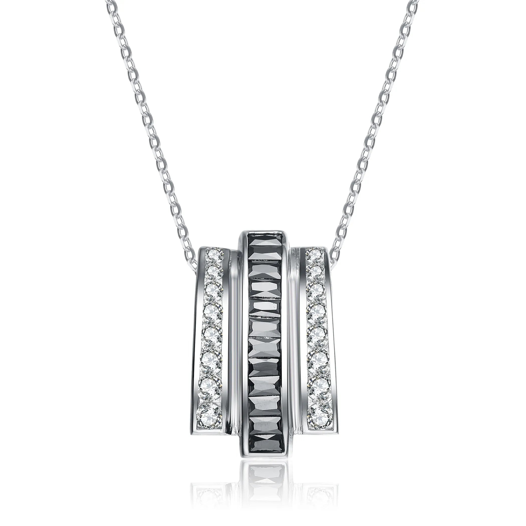 Collette Z 
Sterling Silver White and Black Cubic Zirconia Pendant