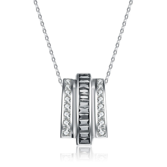 Collette Z 
Sterling Silver White and Black Cubic Zirconia Pendant