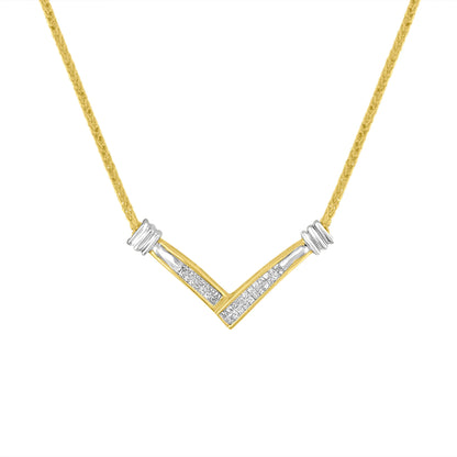 Gold "V" Shape Necklace  - Color: White gold