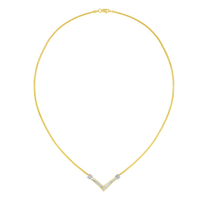 Gold "V" Shape Necklace  - Color: White gold